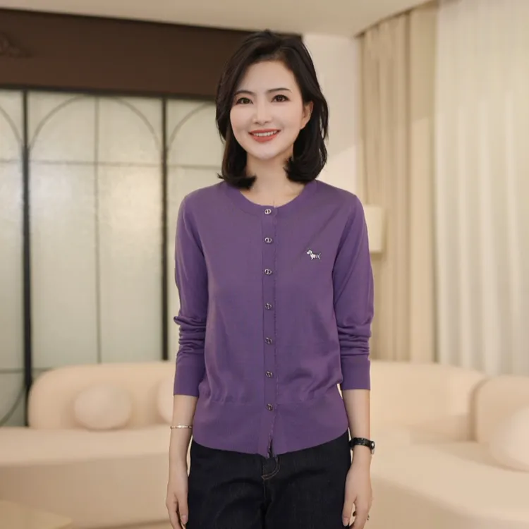 【全羊毛】枫竺阿楠anan休闲圆领刺绣长袖针织衫女秋季流苏开衫外套