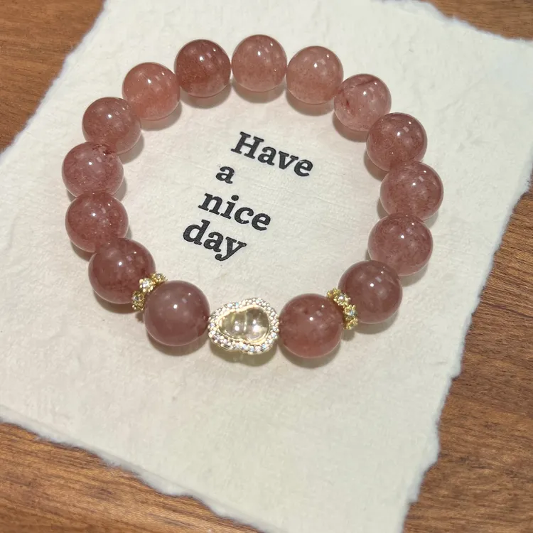 【莓开颜笑】草莓晶9-10mm设计款手串葫芦招财配饰简约百搭天然水晶