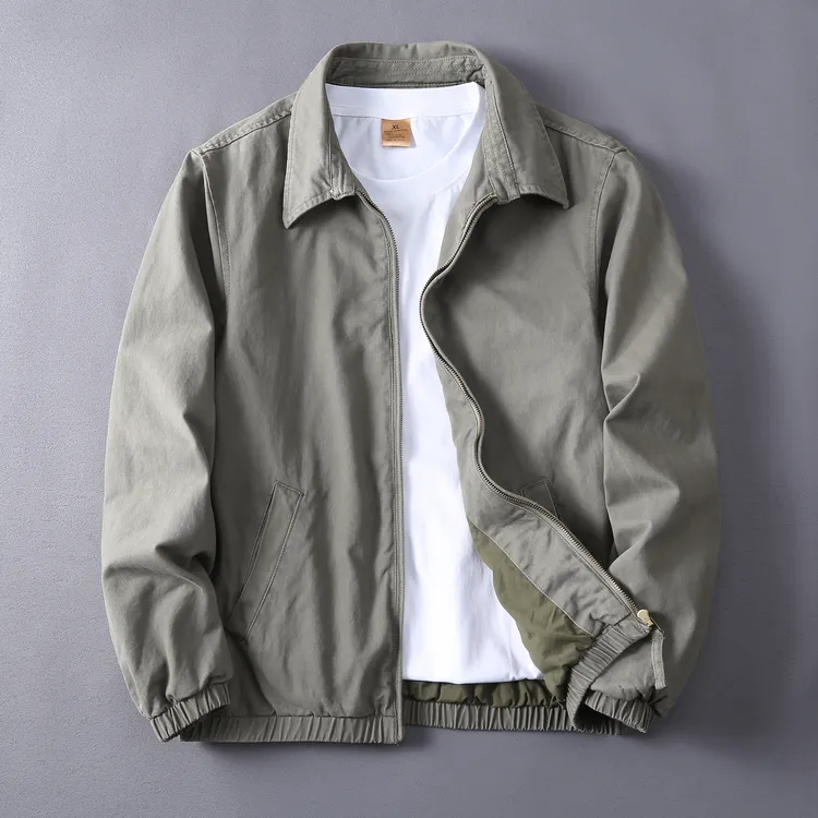 春秋冬厚款纯棉耐磨双层翻领工装夹克外套商务休闲百搭宽松上衣男