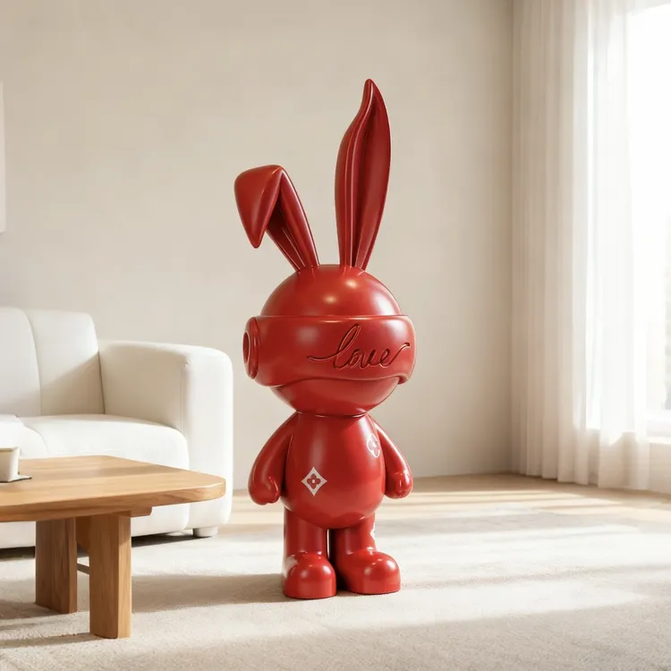 潮流兔子大型落地摆件客厅电视柜沙发现代轻奢家居装饰品乔迁礼物