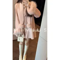 【mimius】U 留洋千金昭和感减龄毛毛拼接双面呢大衣 G09312
