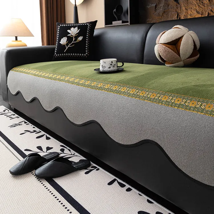 2025新款异形雪尼尔沙发垫四季通用高克重防滑固定沙发坐垫盖布
