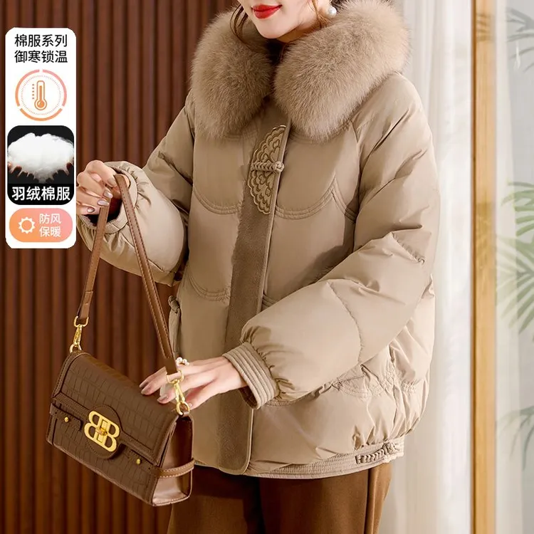 新中式妈妈冬装羽绒棉服国风洋气棉袄中老年女装保暖棉衣秋冬外套