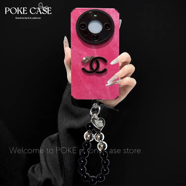 轻奢瞳眼翻高级粉红翻毛皮适用苹果16华为vivo华为MATE60手链壳女