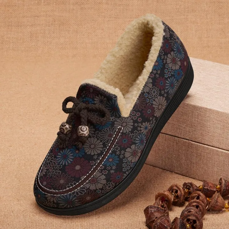 老北京布鞋女棉鞋加绒2025老人冬季中老年防滑舒适老太太妈妈棉靴