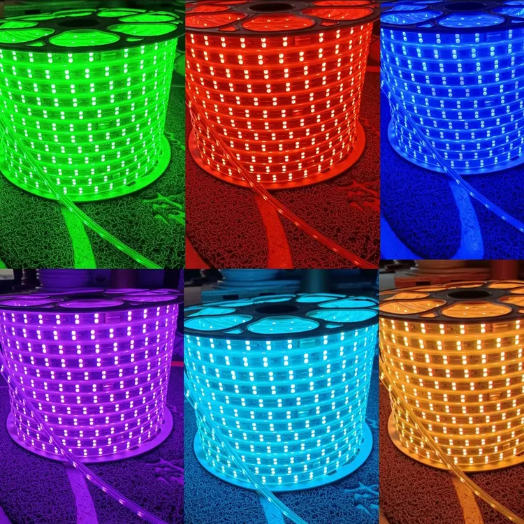 220v七色变光灯带渐变慢变彩灯闪烁led线型整体变色户外室内室外