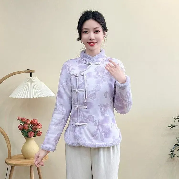 2025新中式国风年轻款盘扣加厚加绒时尚保暖棉衣