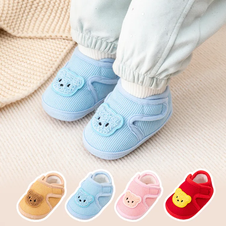 冬季0-1岁婴儿鞋子步前鞋不掉鞋宝宝学步鞋软底加绒男女宝宝鞋