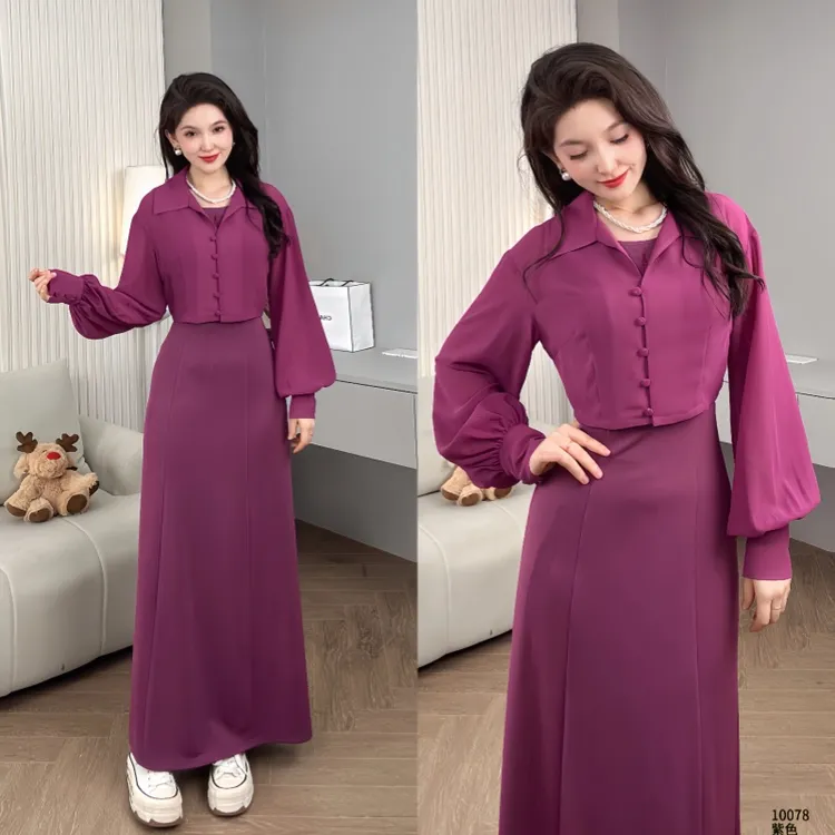 Saeda品牌女装重工艾德莱斯刺绣连衣裙两件套YF10078