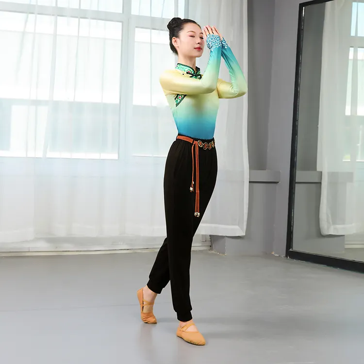 复古萝卜裤宽松舒适舞蹈裤民族服表演服舞蹈服时尚休闲黑色