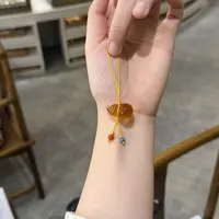 【铭舍 葫芦金珀手机挂微瑕】天然俄料蜜蜡葫芦款吊坠颈饰