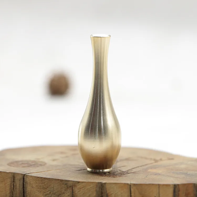 黄铜迷你小花瓶桌面创意花瓶摆件配件高级感装饰仿古花器客厅插花