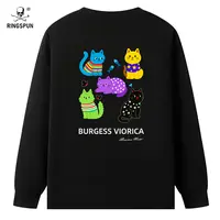 RINGSPUN【小猫】重磅刺绣可变色潮牌T恤 休闲长袖T恤男女同款
