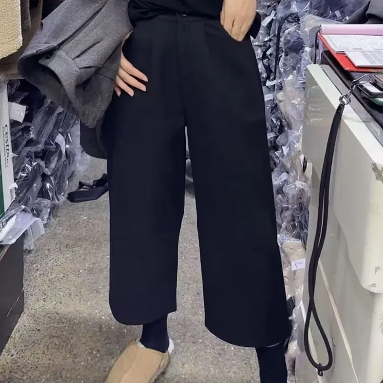 608八分直筒毛呢阔腿裤，（起球介意勿拍）裤长85左右