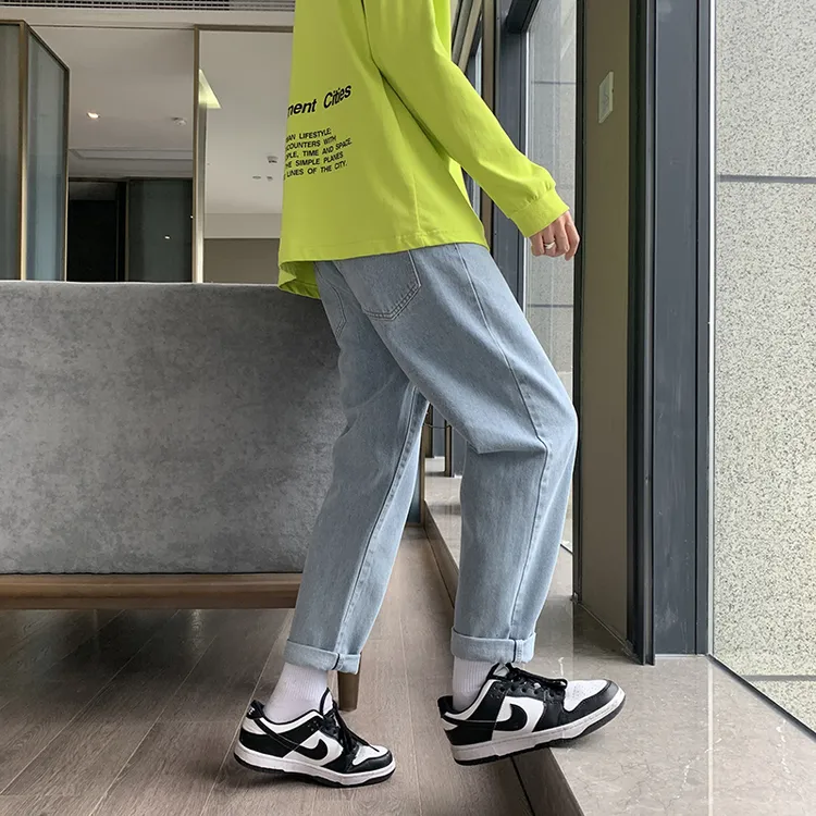 2020年春季新款牛仔裤男宽松夏季薄款九分夏裤潮束脚哈伦休闲裤子