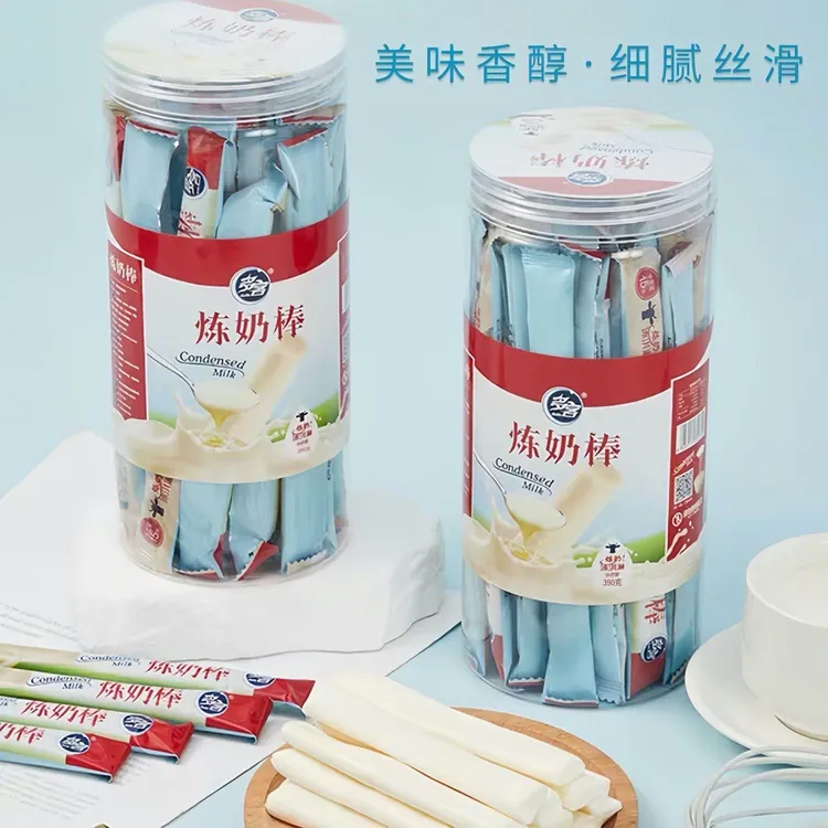 多客薄荷清凉味牛奶糖条软糖炼奶棒奶糖1桶内30条童年怀旧零食