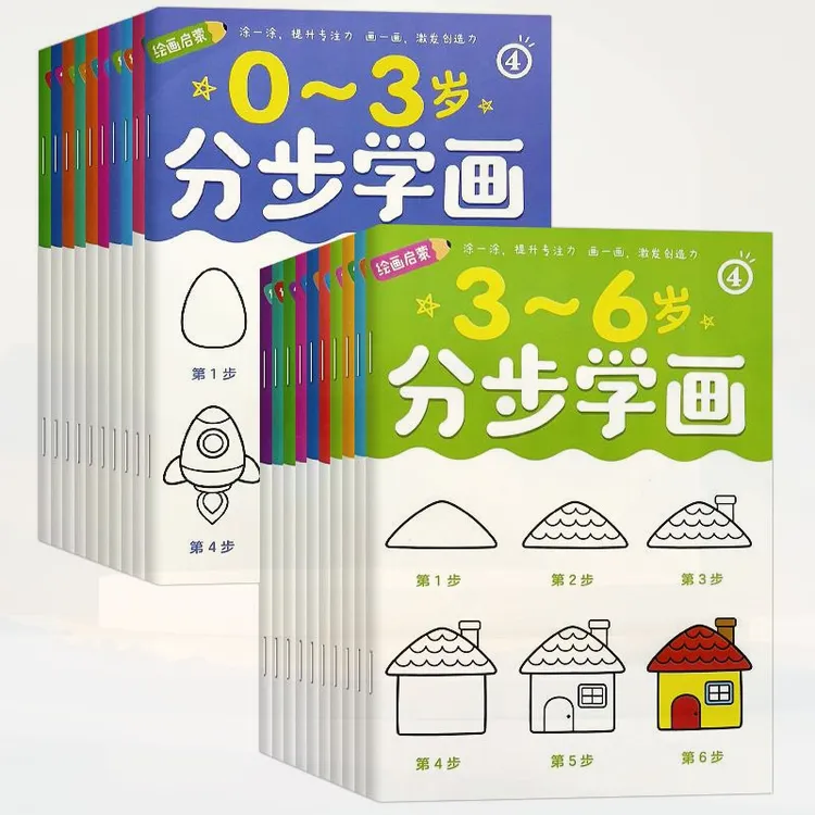宝宝分步学画启蒙画画涂色本儿童幼儿园涂鸦绘画加厚不透色3-4岁6
