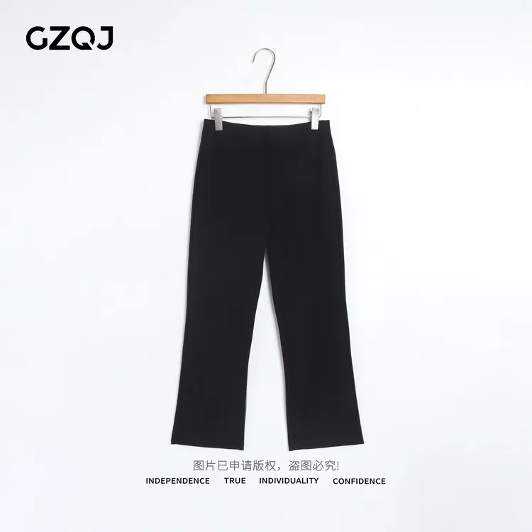 老琴私服【魔法裤】设计感时尚显瘦喇叭小黑裤九分休闲裤女秋7614