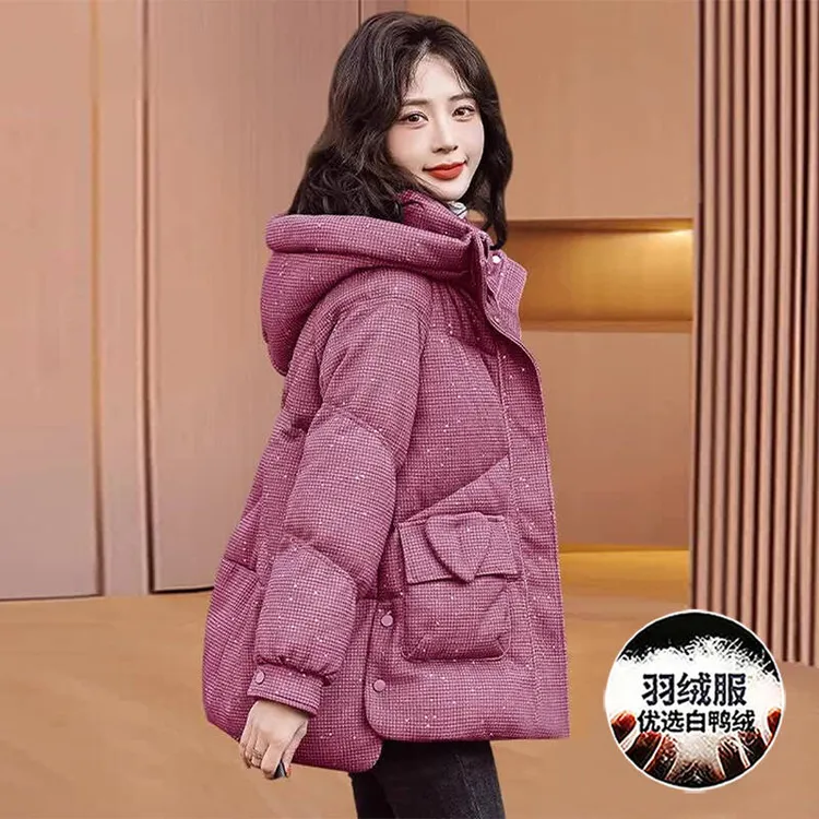 拉夏贝尔九江短款羽绒服女士2025新款冬小香风洋气保暖高贵上档次