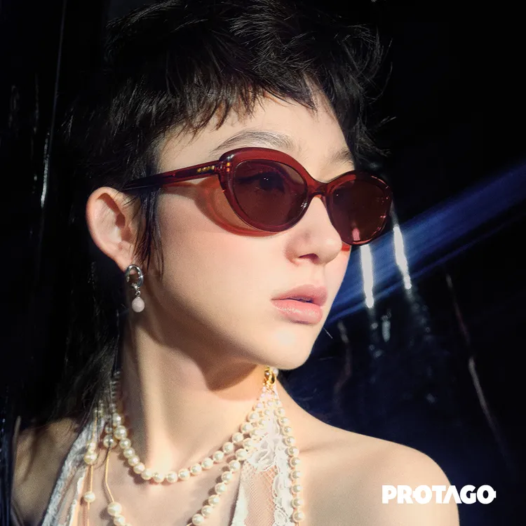 PROTAGO都市假日甜酷圆猫板材窄框UV400防紫外线墨镜Moscato 11I