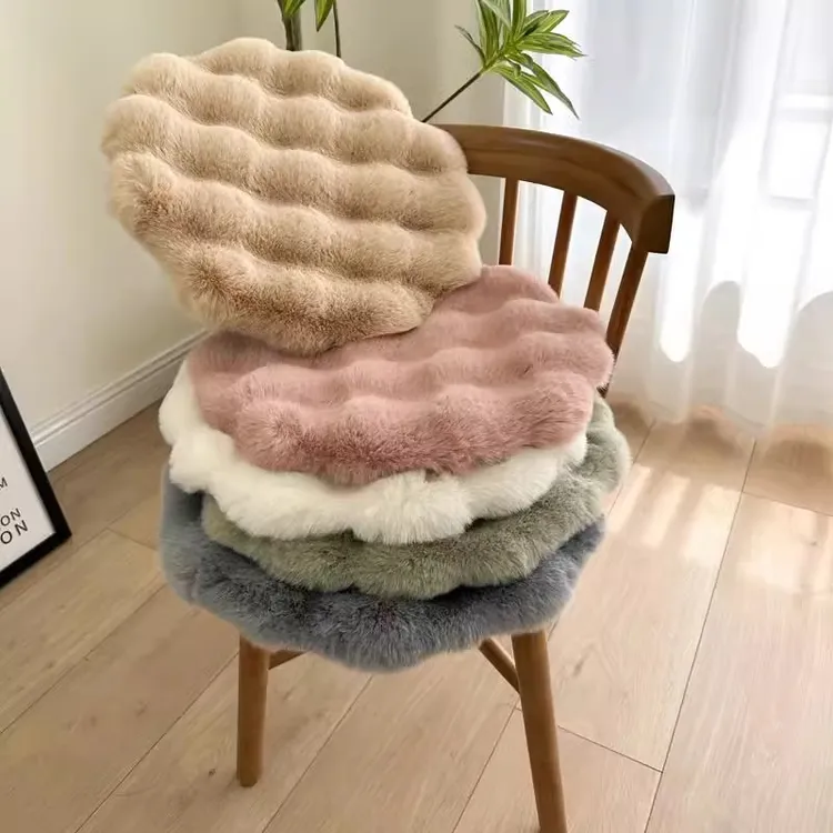 圆形加厚兔毛绒椅子垫学生电脑休闲餐椅座垫凳子坐垫榻榻米可机洗