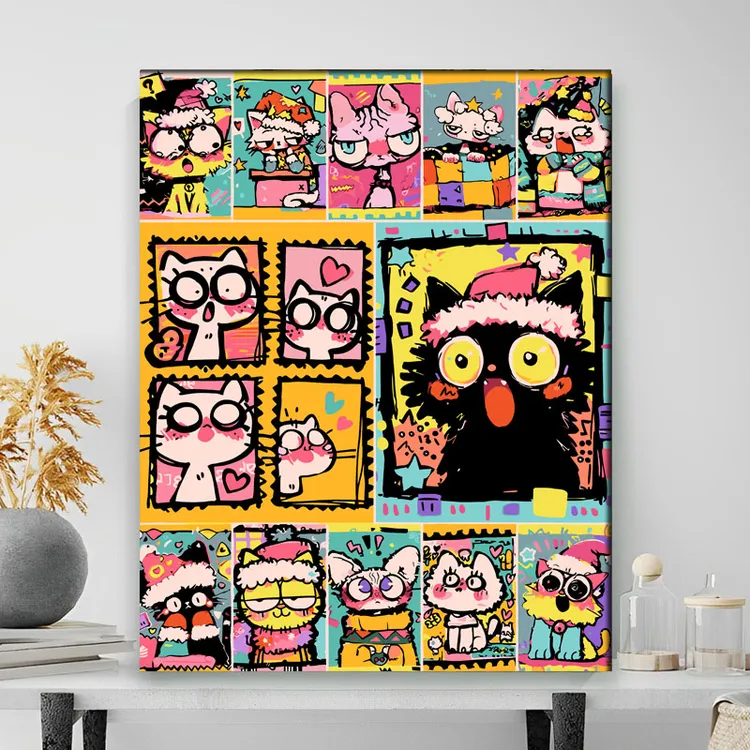 多巴胺卡通治愈系高颜值数字油画DIY手工填色解压客厅卧室装饰画