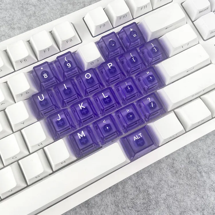 原厂PC紫色透明发光键帽 机械键盘键帽 爱心键帽 22颗