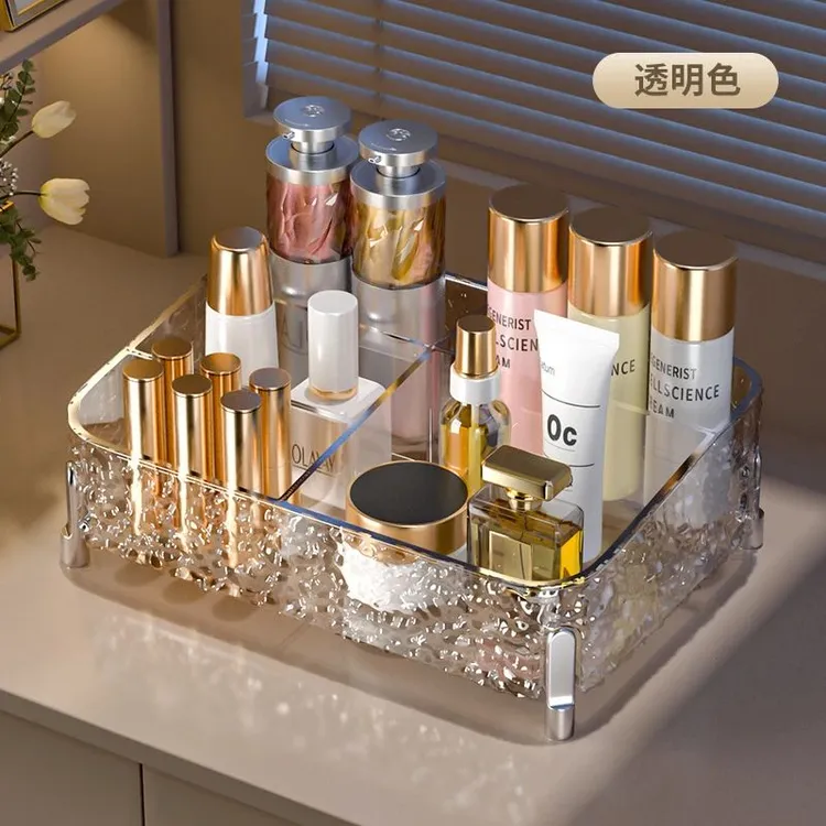 化妆品收纳盒桌面防尘梳妆台护肤品口红置物架透明亚克力整理箱柜