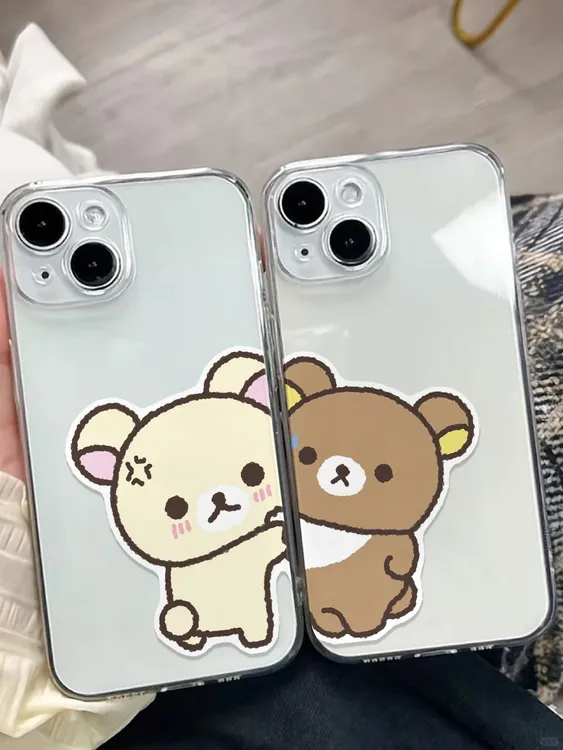 小情侣轻松熊适用iphone16苹果15手机壳安卓个性简约防摔爆款高级