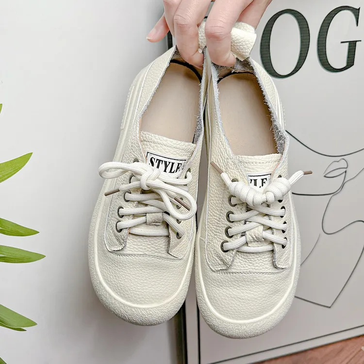 头层牛皮复古板鞋厚底手工舒适休闲女鞋软底防滑单鞋百搭平底鞋子