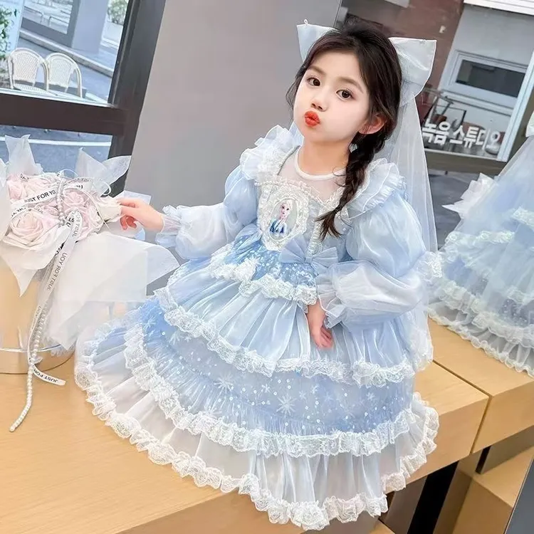 儿童冰雪奇缘洛丽塔爱莎公主裙女童礼服连衣裙小女孩蓬蓬纱蛋糕裙