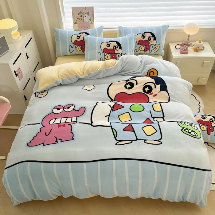 A类超软牛奶绒四件套秋冬法莱绒加厚双面加绒被套单人宿舍三件套