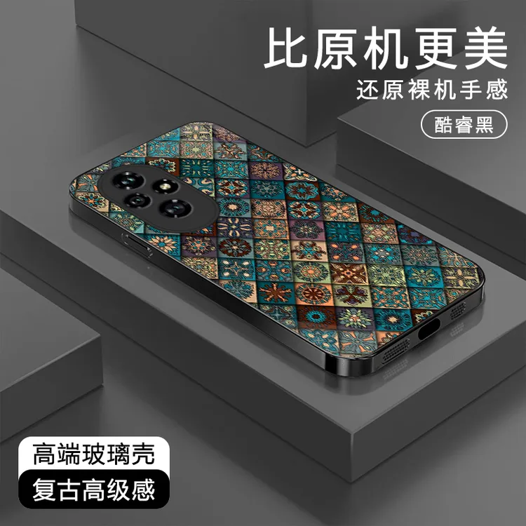 五彩图腾高级感适用苹果16/华为Pura70/OPPO/vivo/小米玻璃手机壳