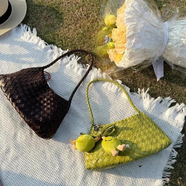 编织腋下包包女2025新款高级感百搭复古时尚手提单肩子母包手提包