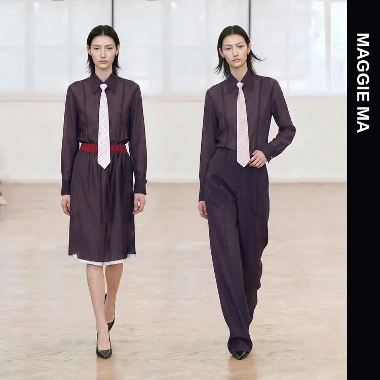 MAGGIE MA马婧/"梅菲尔套"精致撞色领带衬衫搭配套装446S447B470P