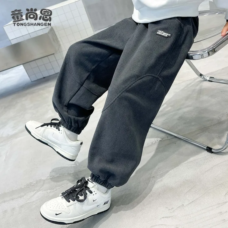 男童裤子加绒加厚秋冬2025新款儿童休闲裤大童一体绒长裤男孩炸街