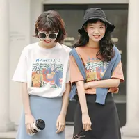 ins超火短袖t恤女夏季2025新款韩版宽松洋气印花体恤上衣