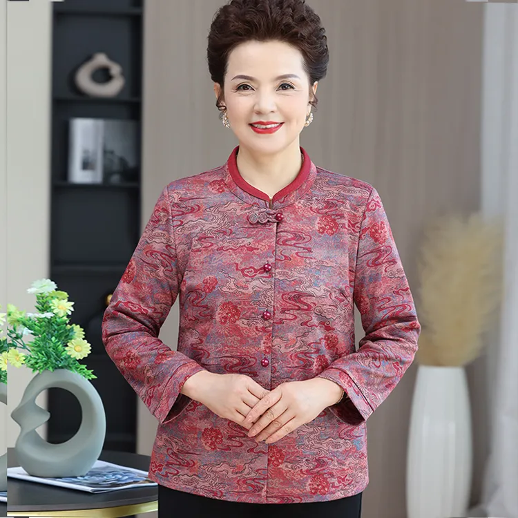 中老年女装外套胖妈妈加肥加大衬衫老年人老太太秋冬装奶奶衣服