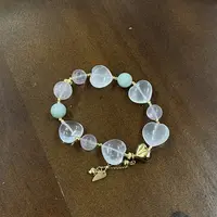 【不二】粉水晶屁桃爱心手串