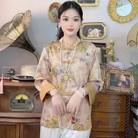 【691】新中式早秋新款提花立领上衣时尚百搭宽松显瘦减龄小衫女装