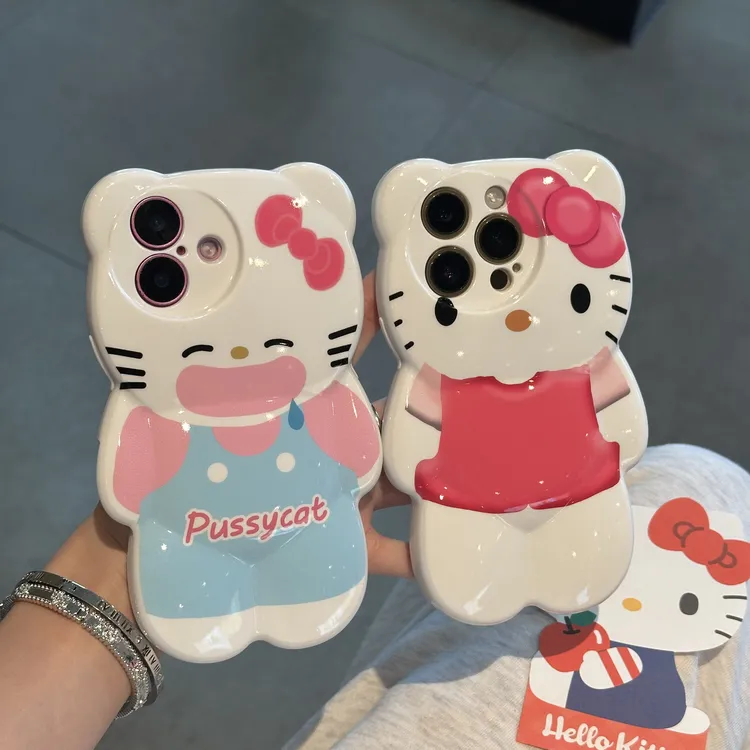欧克里里凯蒂猫立体小熊壳适用苹果16/15promax手机壳14/13女12/1