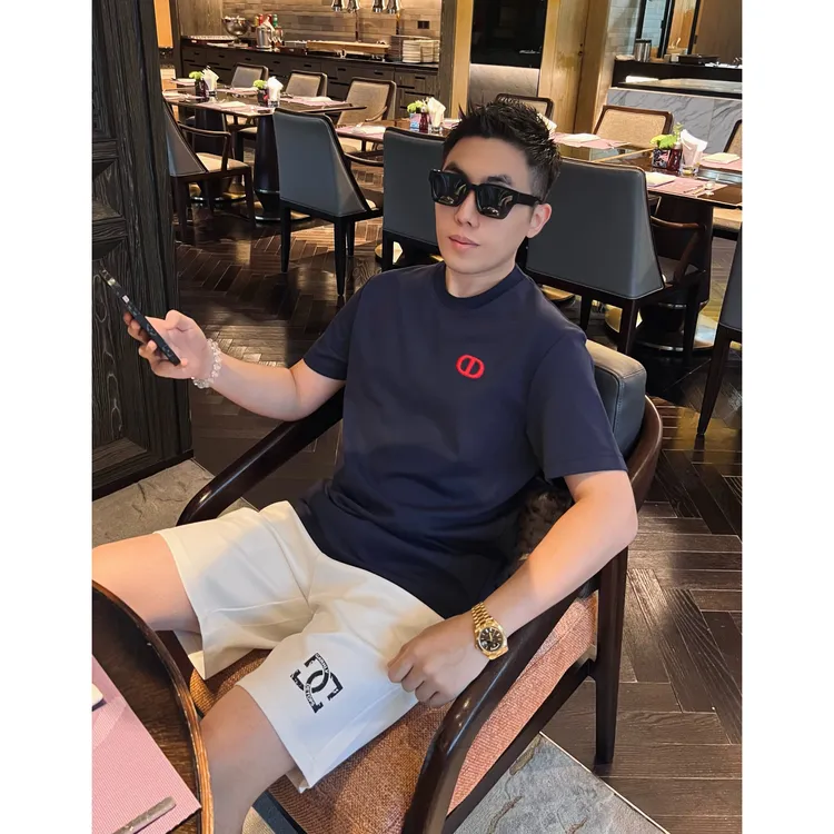 【简约刺绣】夏季立体CD刺绣蜜蜂龟背男士短袖T恤情侣圆领休闲半袖