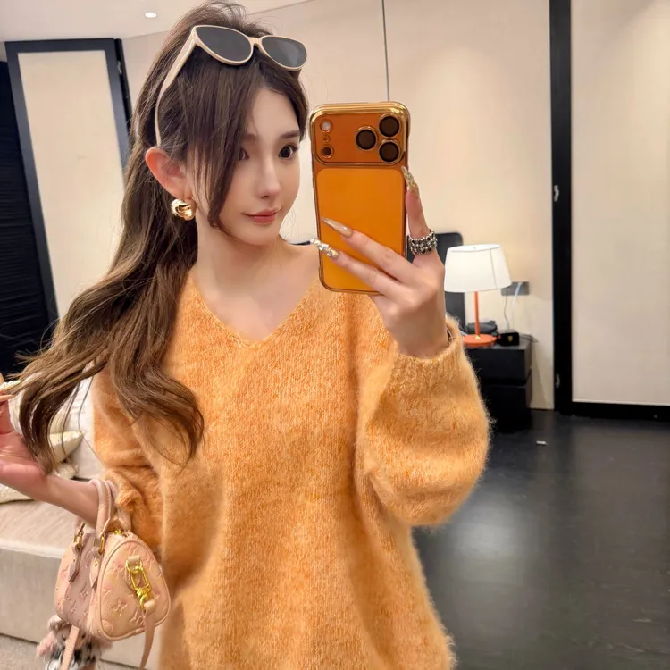 GUIDI GUDI【寂静】绵羊毛花纱拉毛无缝一体套头毛衣/黄加蓝