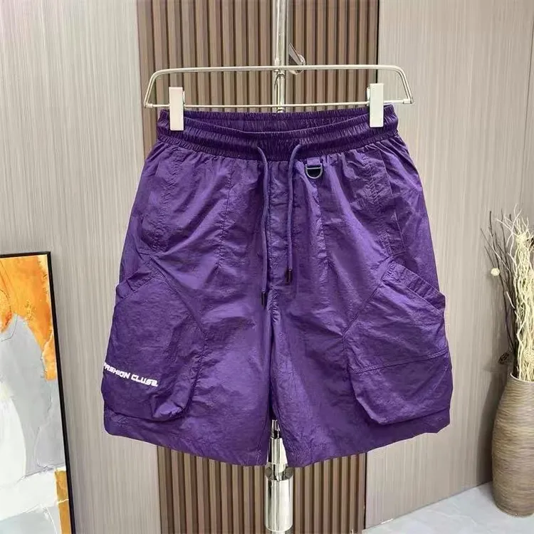 新款轻薄冰丝短裤男夏季潮牌休闲宽松裤子男士五分裤速干工装短裤