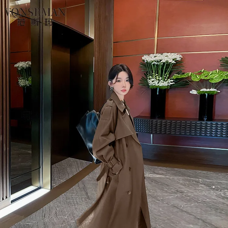 新款时尚气质大牌风衣外套女中长版2025春秋新款韩版高级VONSRMAN