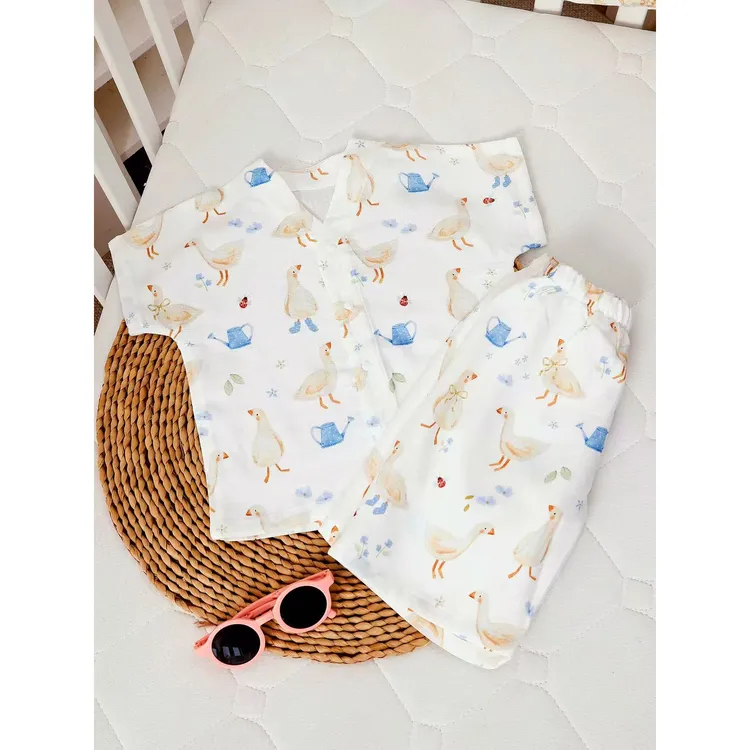 艾利英夏季儿童a类竹棉家居服套装宝宝短袖婴幼儿空调服薄款睡衣