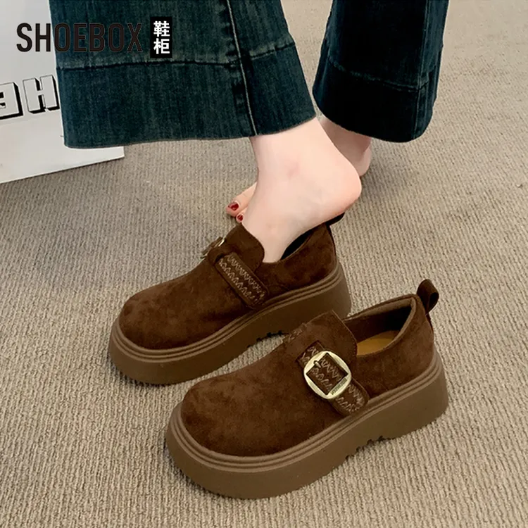 SHOEBOX鞋柜厚底增高勃肯鞋女2025新款秋季懒人一脚蹬复古单鞋