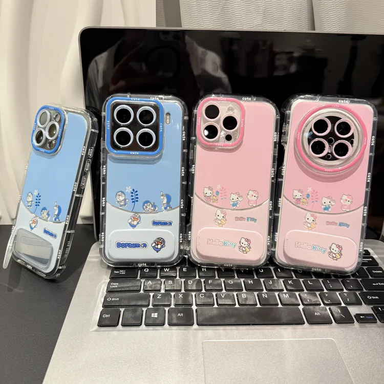 可爱猫叮当猫支架适用苹果/华为/荣耀/OPPO/VIVO/小米手机壳防摔