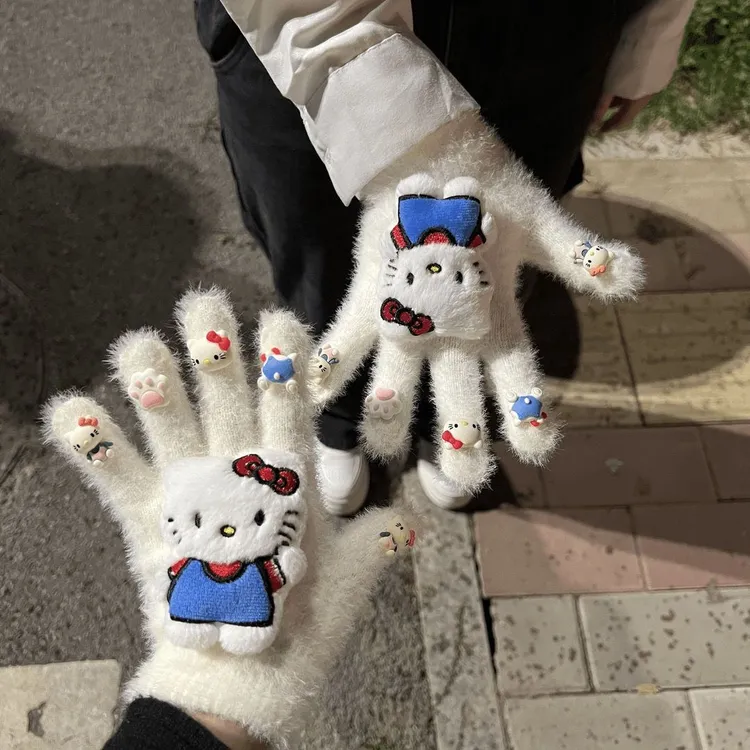【美美】卡通KT猫可爱玩偶手套高颜值保暖手套送女生闺蜜创意礼物