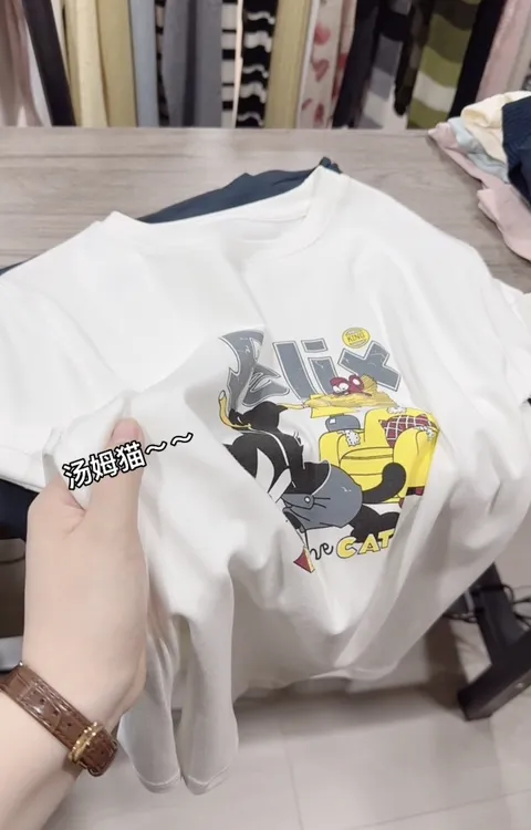 米蓝家名殿！夏季必备显瘦凉快高弹短袖体恤汤姆猫体恤衫25新7961